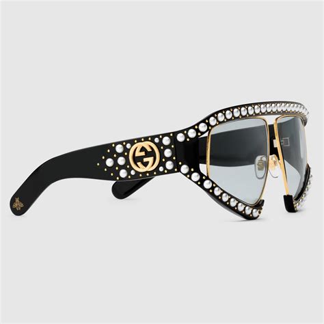 gucci bee logo sunglasses|gucci oversized clear sunglasses.